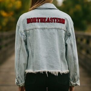 Hype & Vice Northeastern College Cropped Jean Jacket - Size XXL